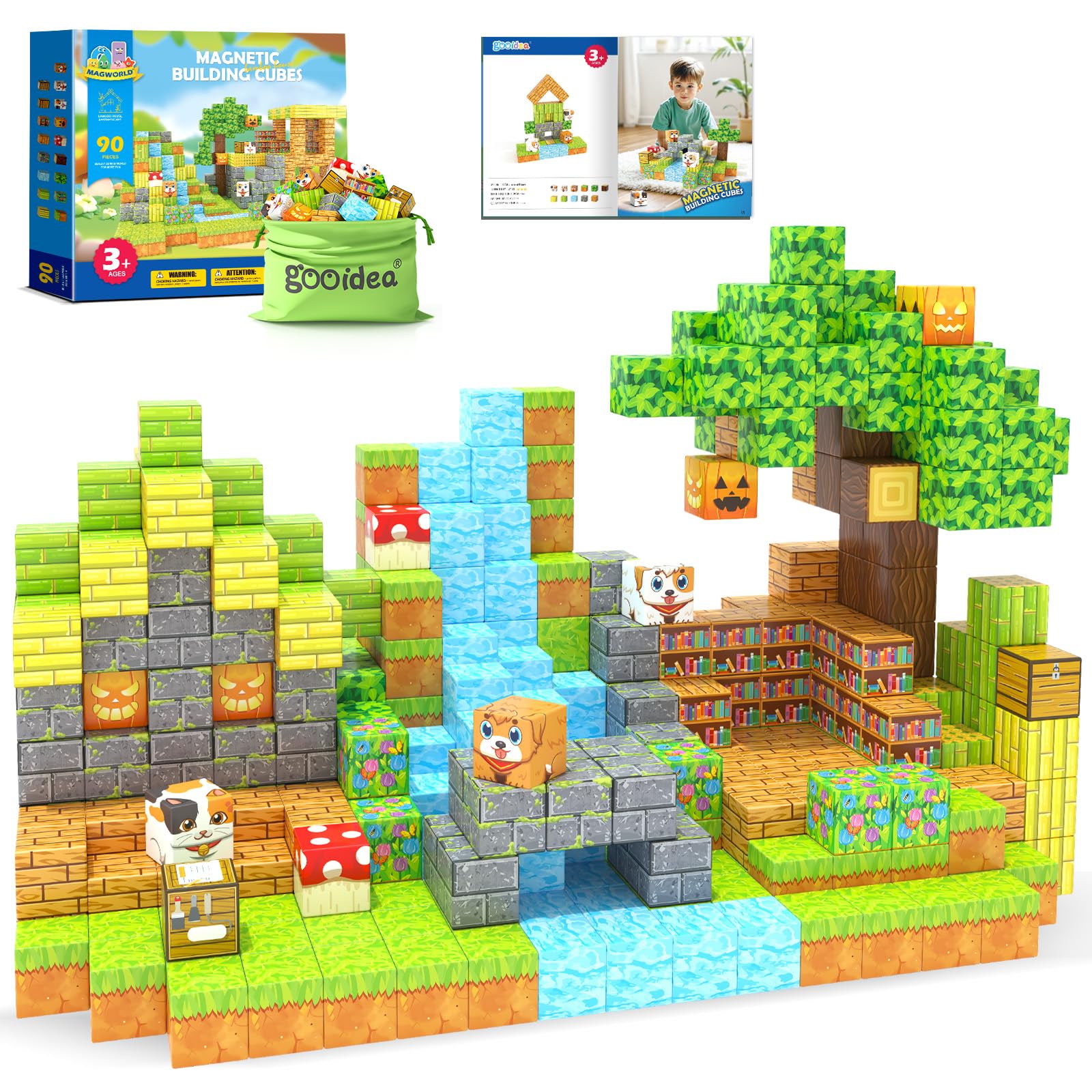 Magnetic Blocks for Kids Ages 4-6 5-7 8-12, Mine Magworld Bamboo